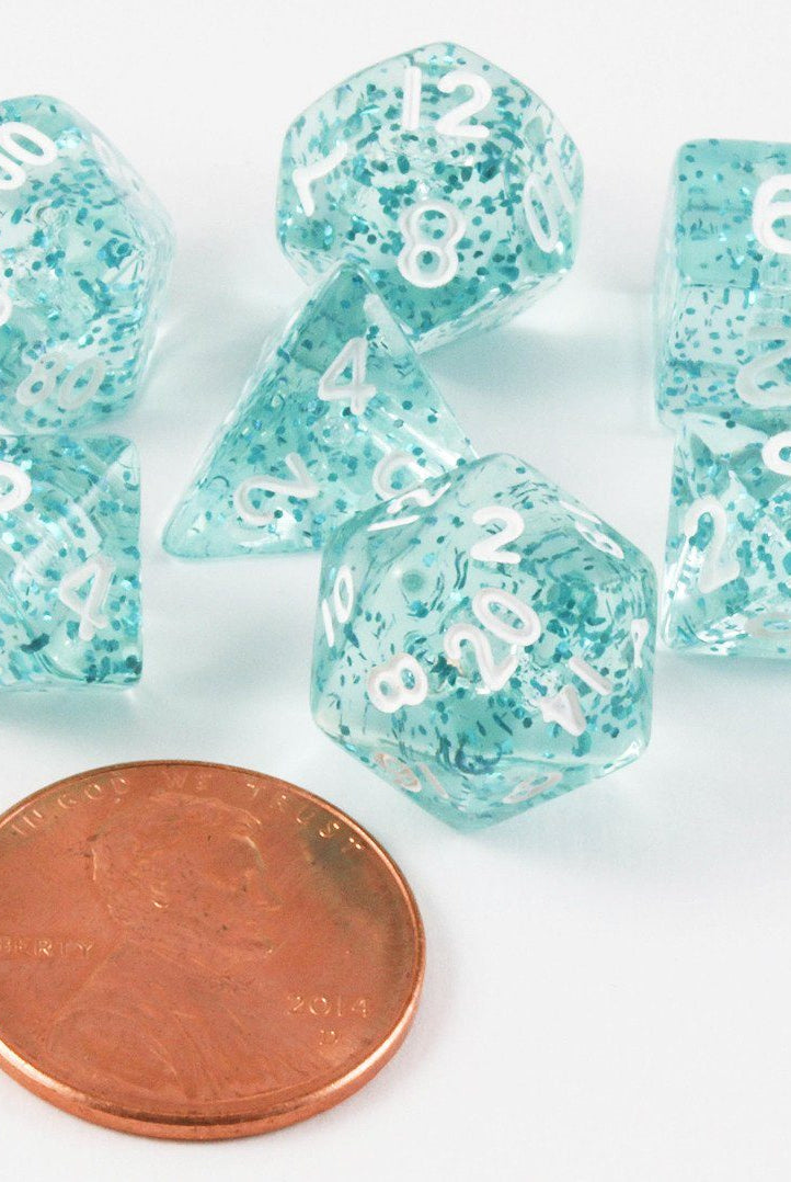 Mini Glitter Dice Ethereal Light Blue