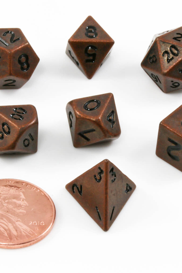 Mini DnD Dice Antique Copper Metal