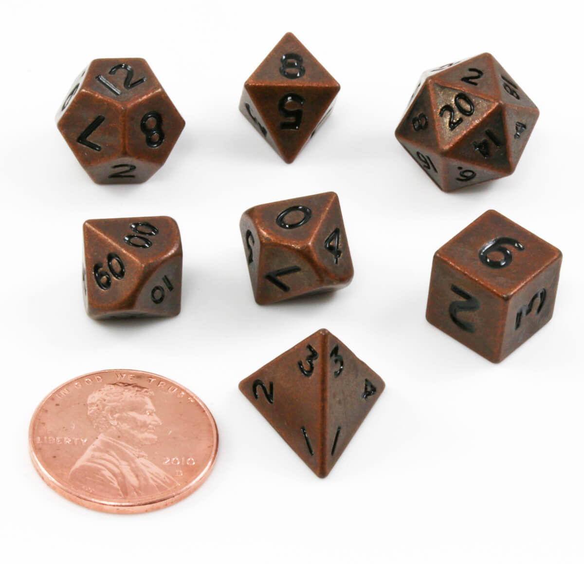 Mini DnD Dice Antique Copper Metal