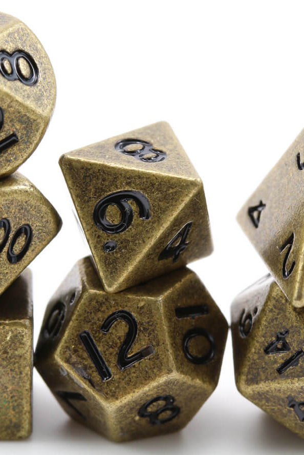 Miniature Metal RPG Dice Antique Gold