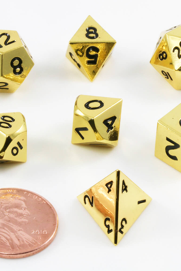 Mini DnD Dice Gold Metal