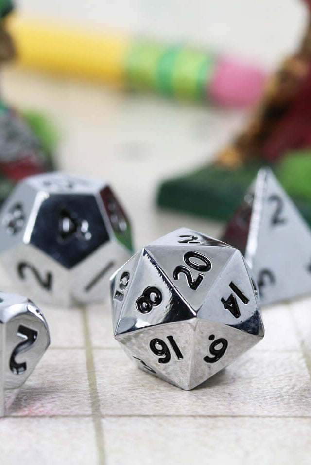 Mini DnD Dice Silver Metal