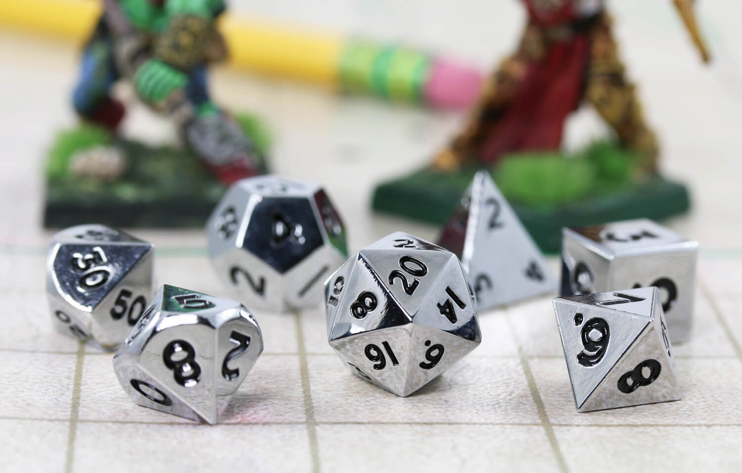 Mini DnD Dice Silver Metal