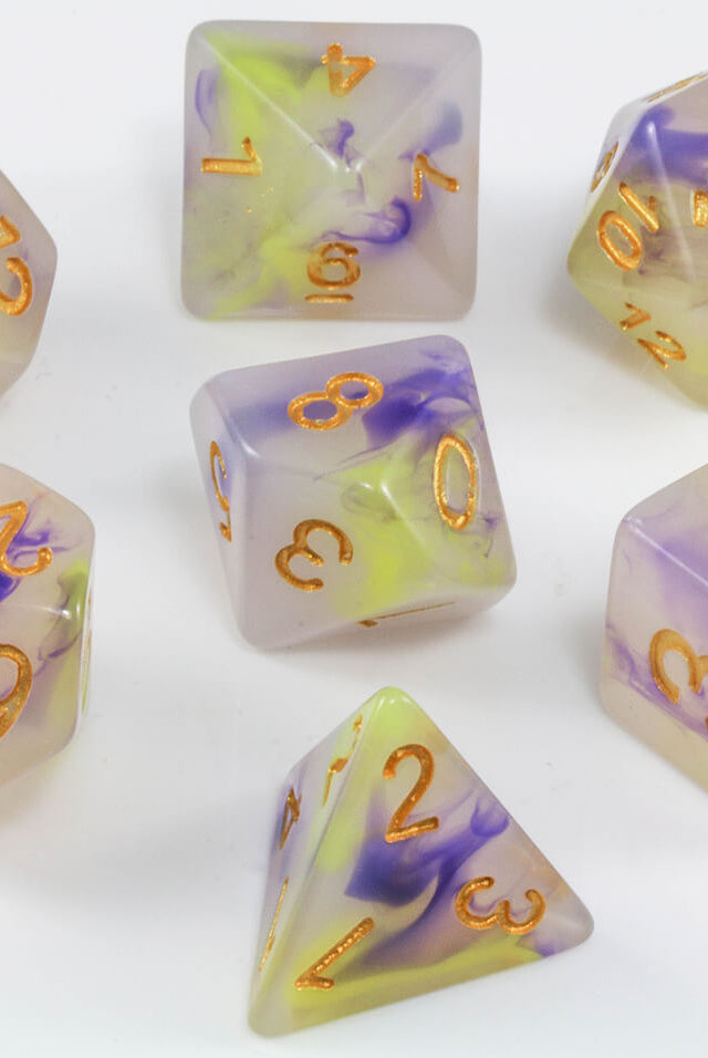 Nemesis Yellow and Purple Dice