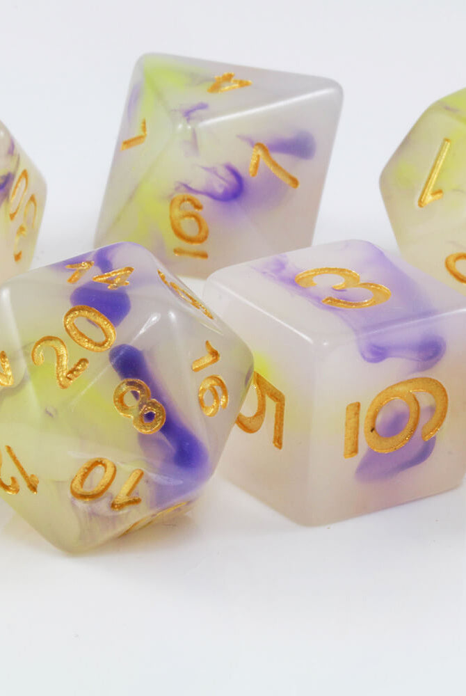 D&D Dice Yellow and Purple