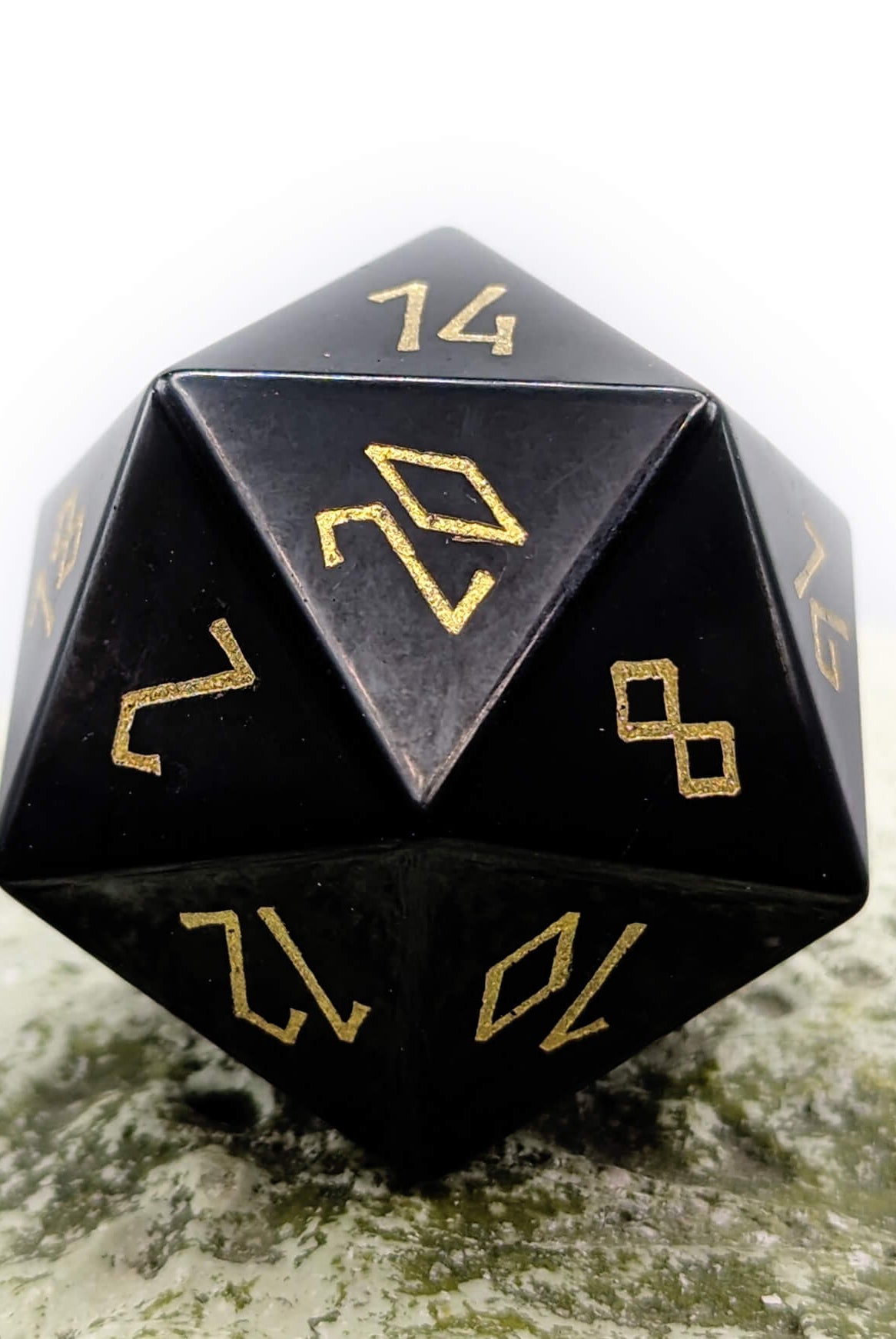 black obsidian d20 for tabletop rpg games