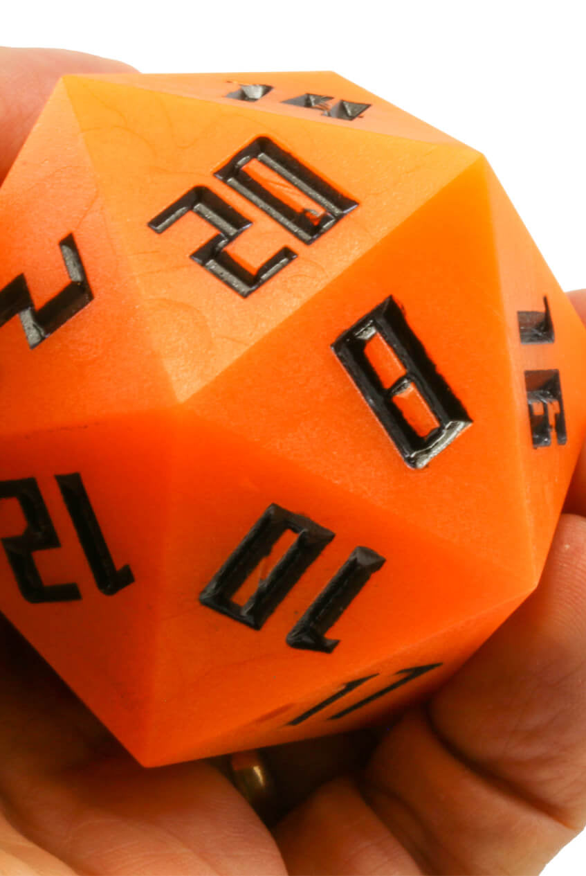 Giant d20 glow in the dark orange 2