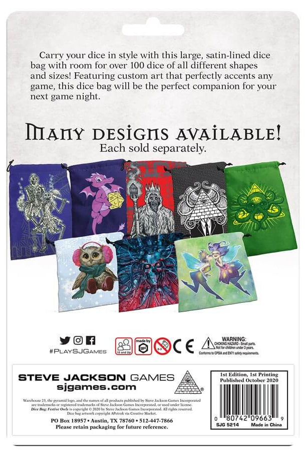 Steve Jackson Owl Festive Dice Bag