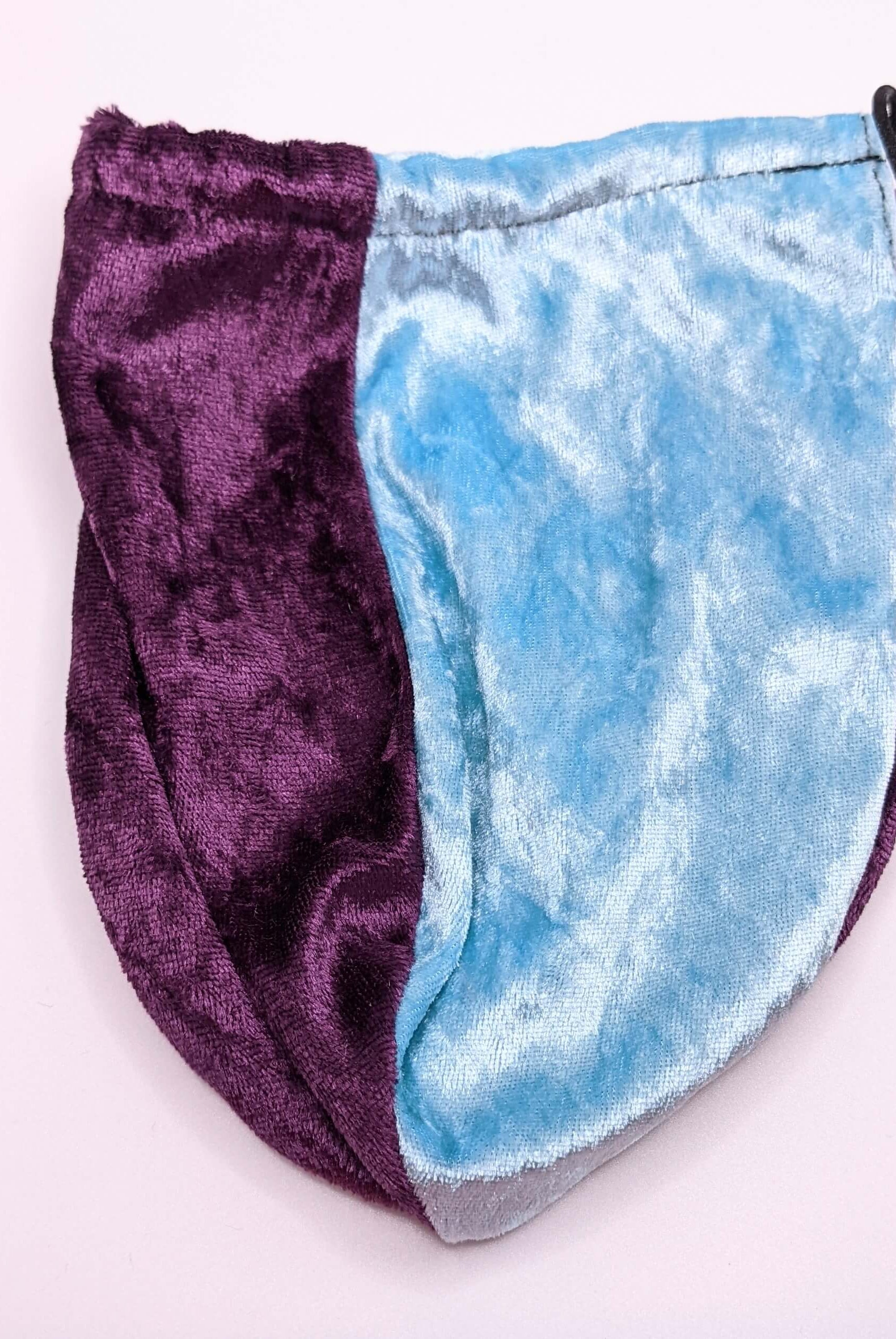 Purple and Turquoise Velvet Dice Bag