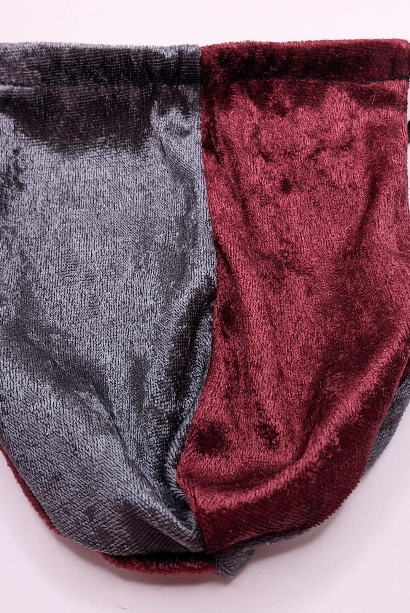 Wine and Silver Velvet Dice Bag