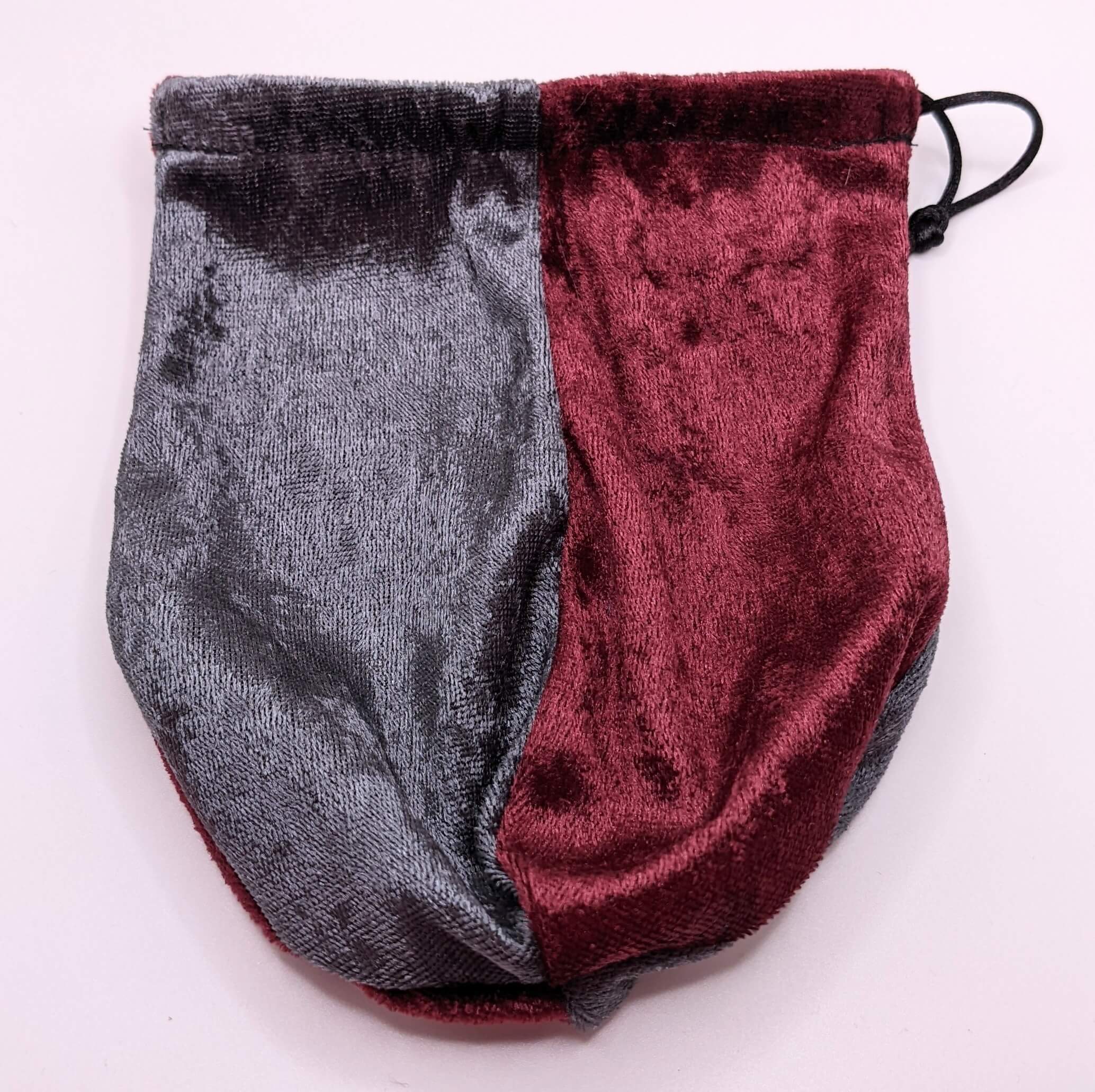 Wine and Silver Velvet Dice Bag