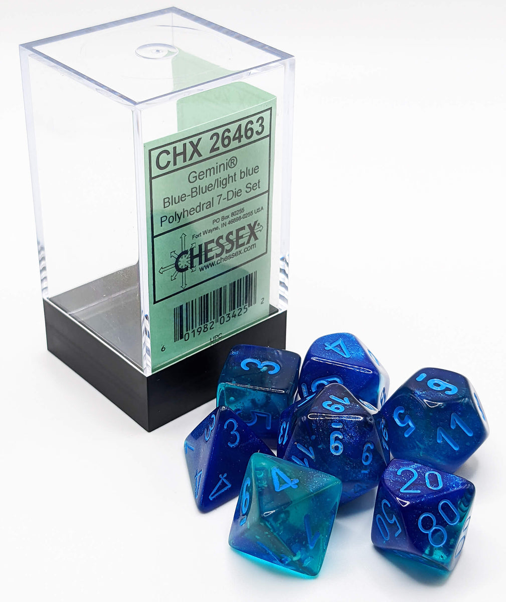 Chessex Gemini Dice (Blue-Blue) | Luminary TTRPG Dice Set CHX26463