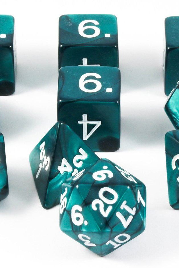 D&D Dice Pearl Emerald