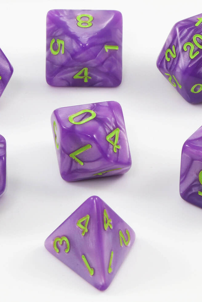 RPG grimoire purple dice