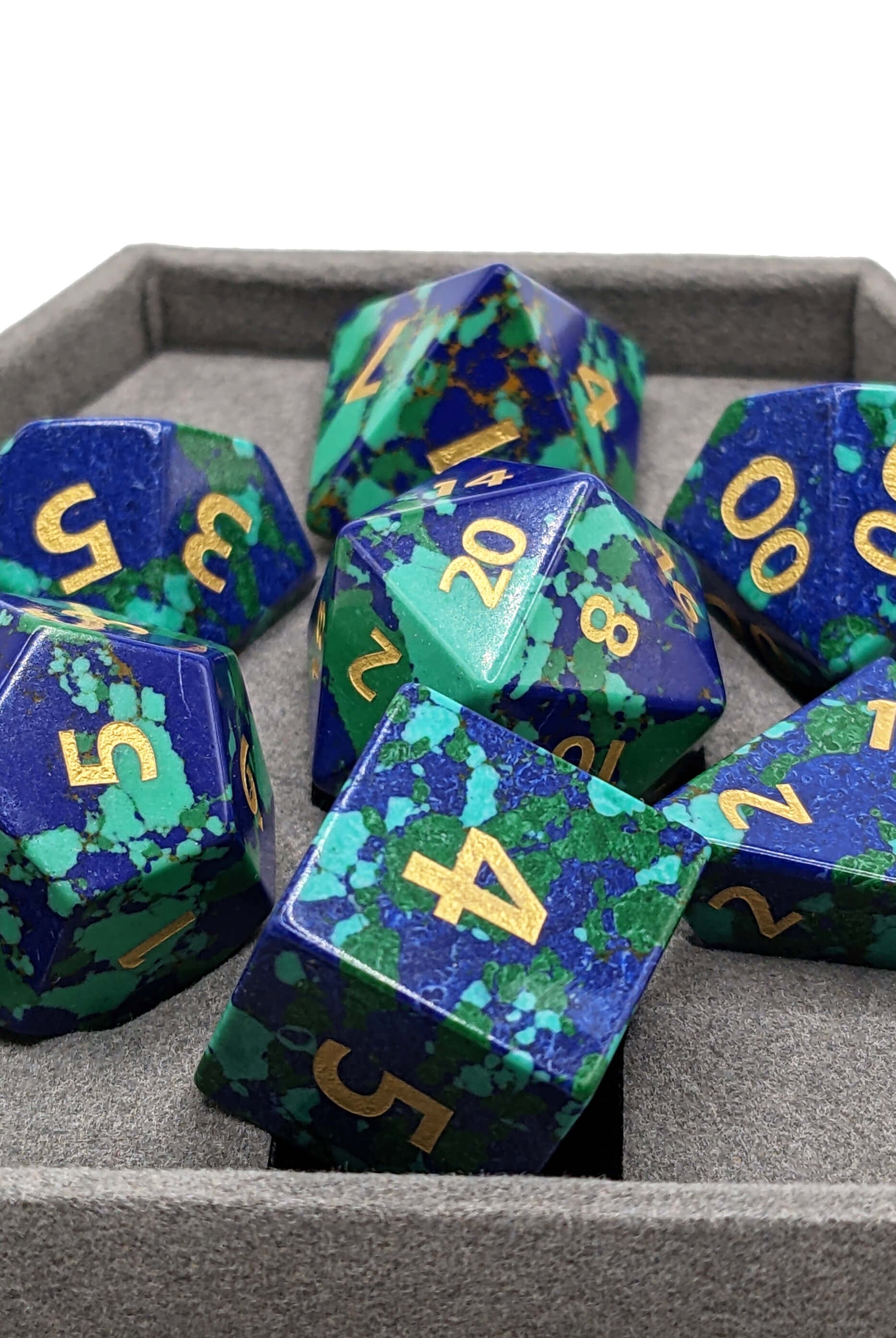 Phoenix lapis lazuli gemstone dice for dnd games