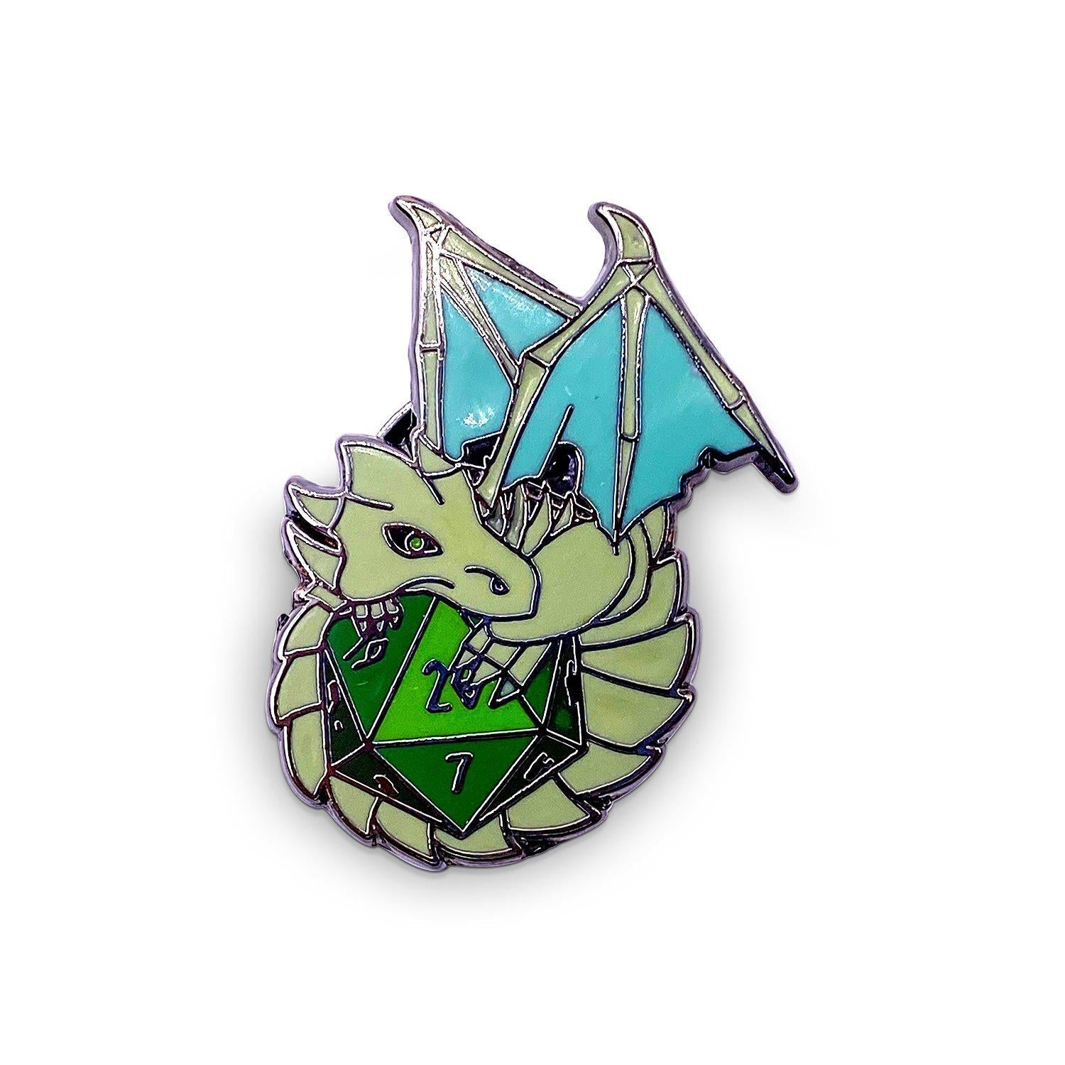 Dracolich Green D20 Pin