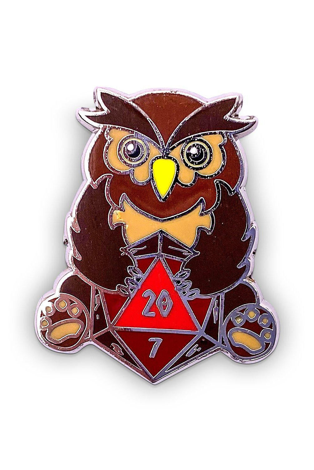 Owlbear red d20 pin
