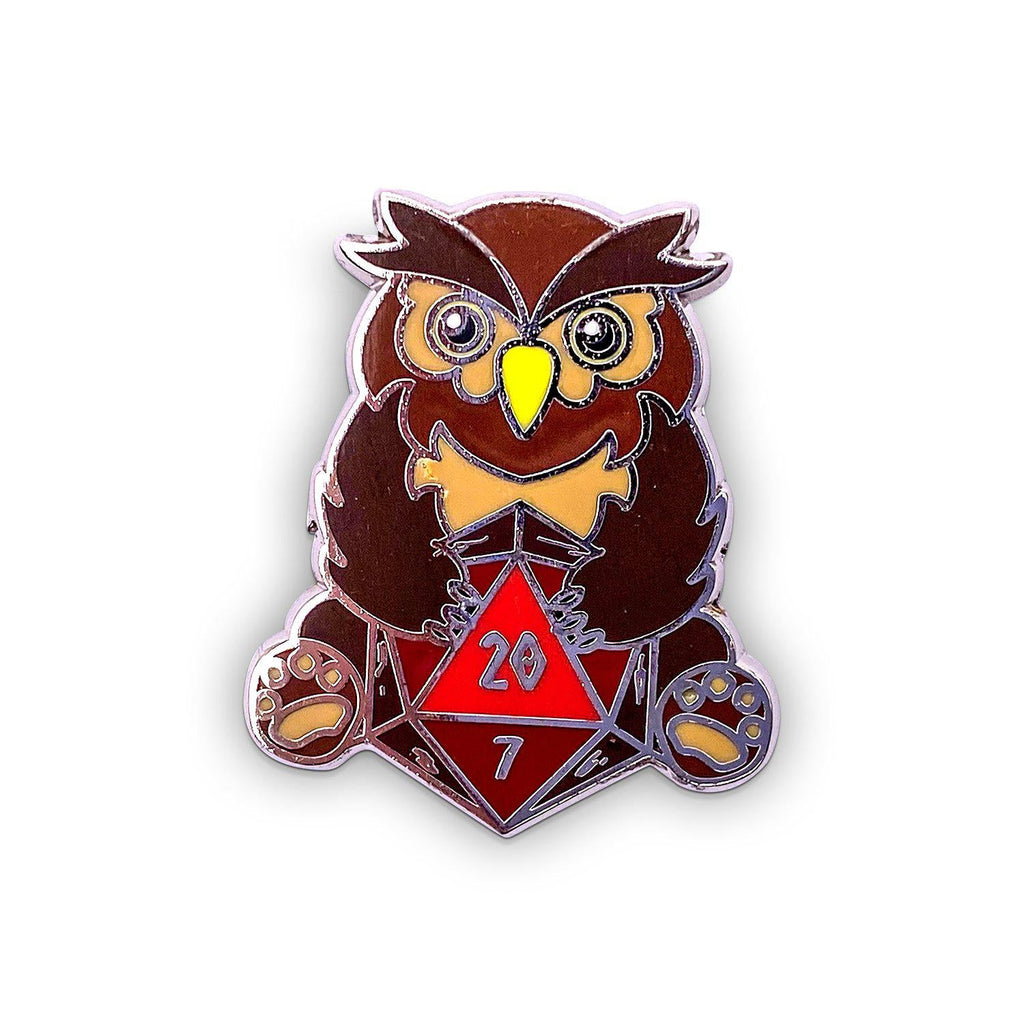 Owlbear red d20 pin