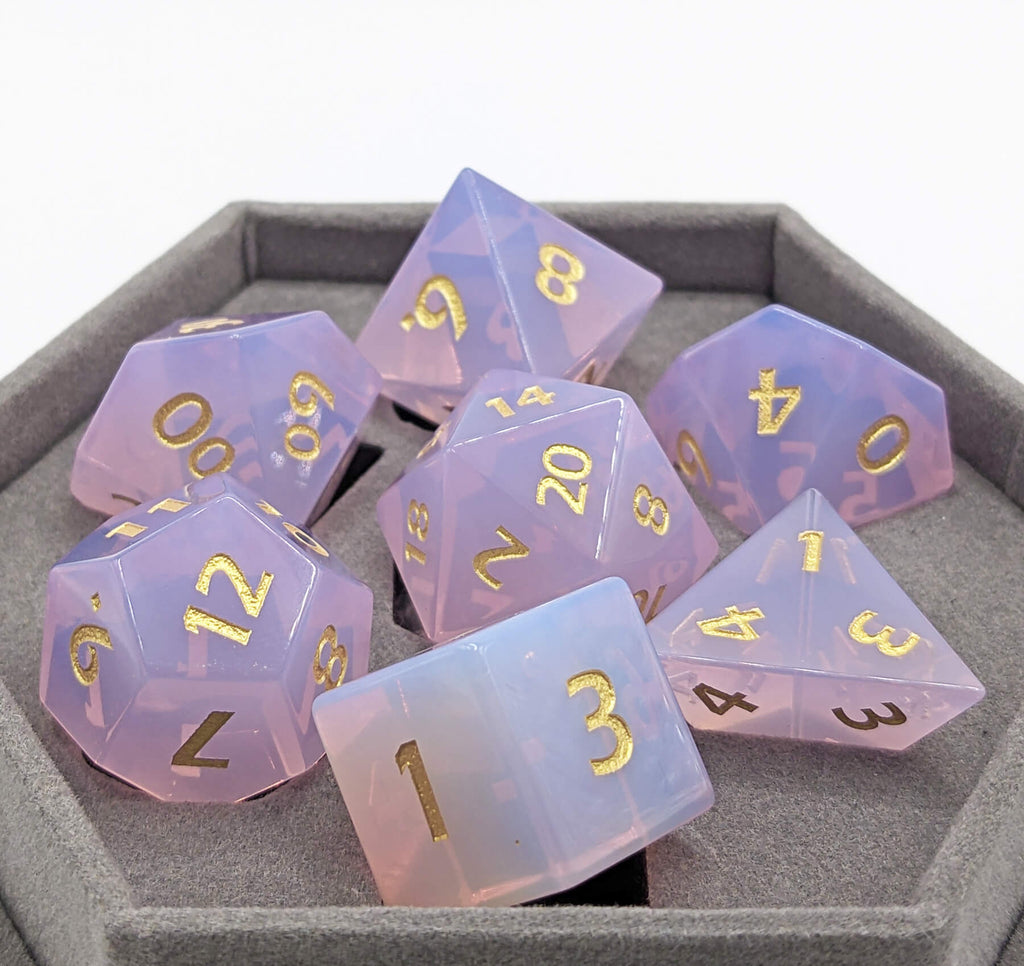 Pink Opalite Game dice for dnd games