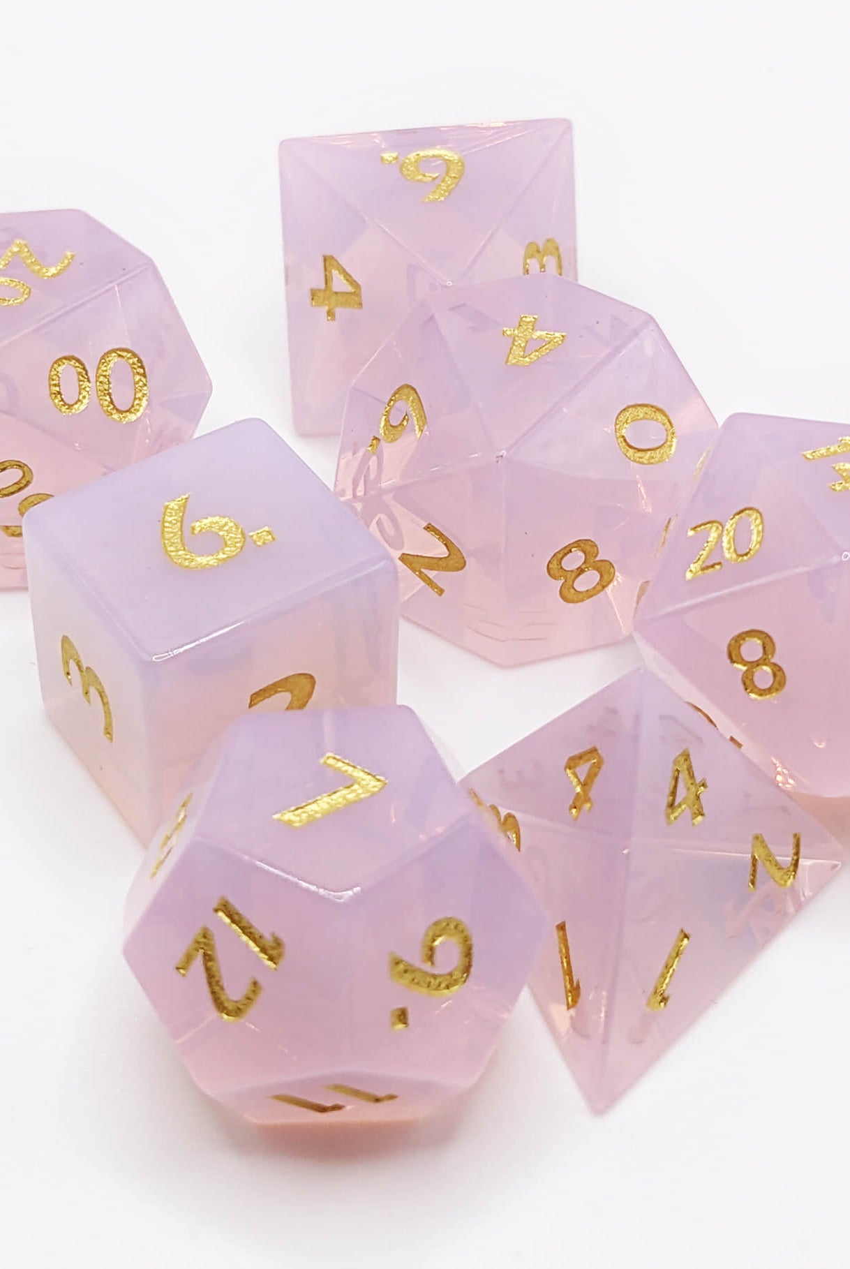 Pink Opal Dice for ttrpg games