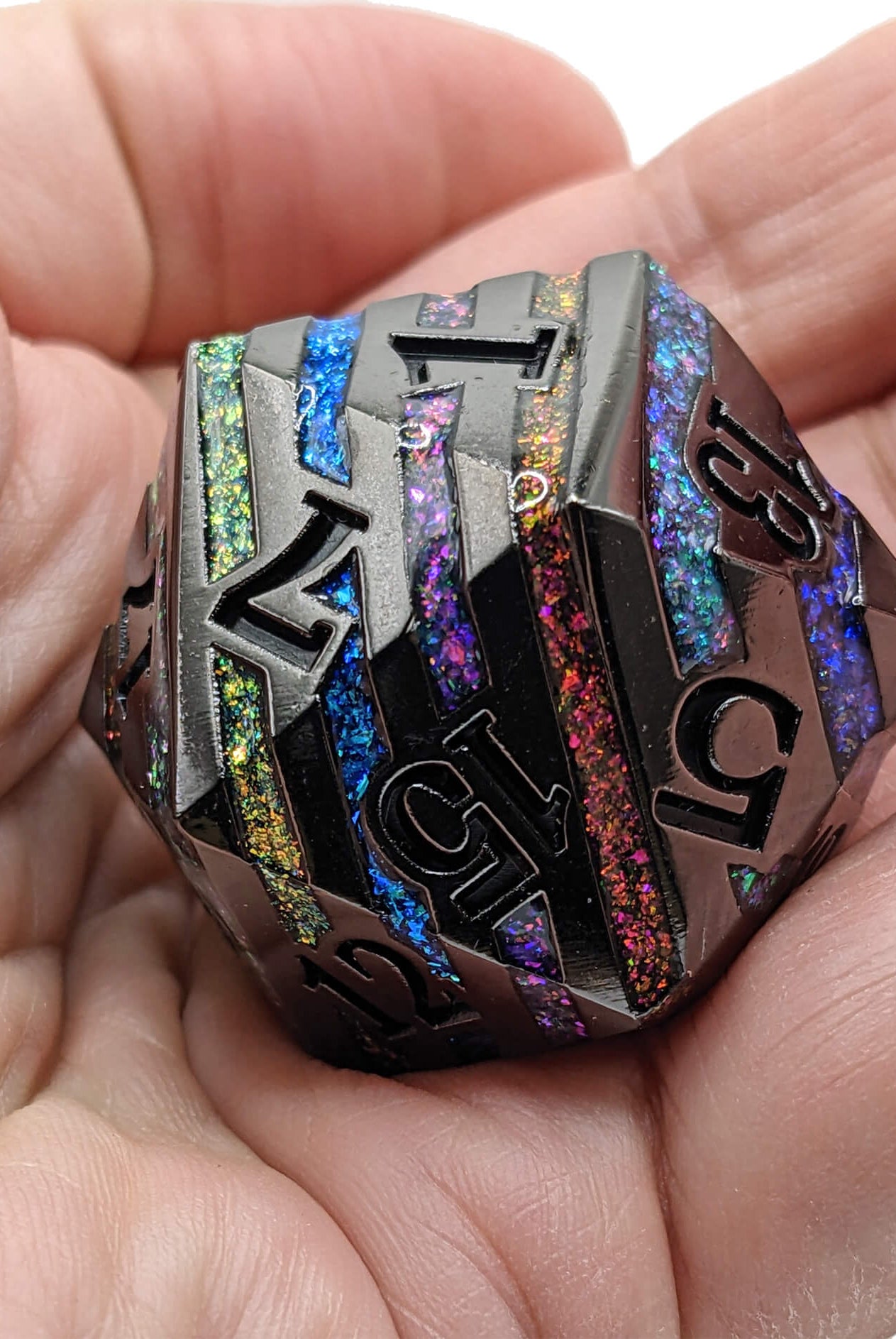 Giant metal d20 Planar Infusion for dnd games