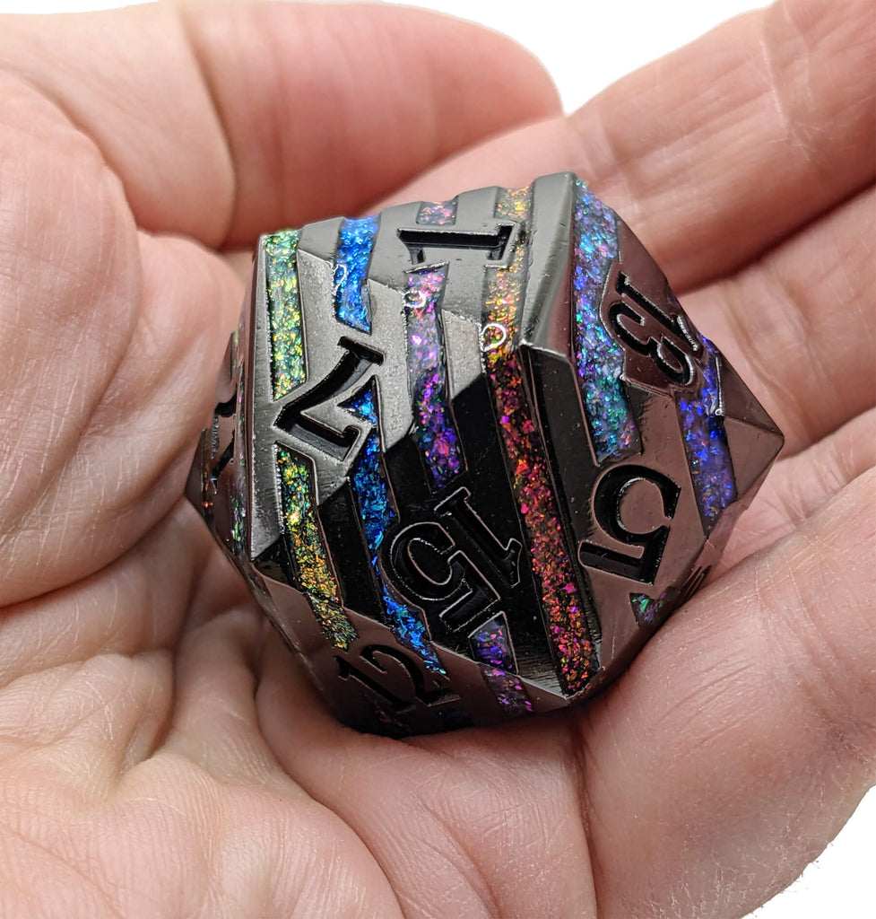 Giant metal d20 Planar Infusion for dnd games