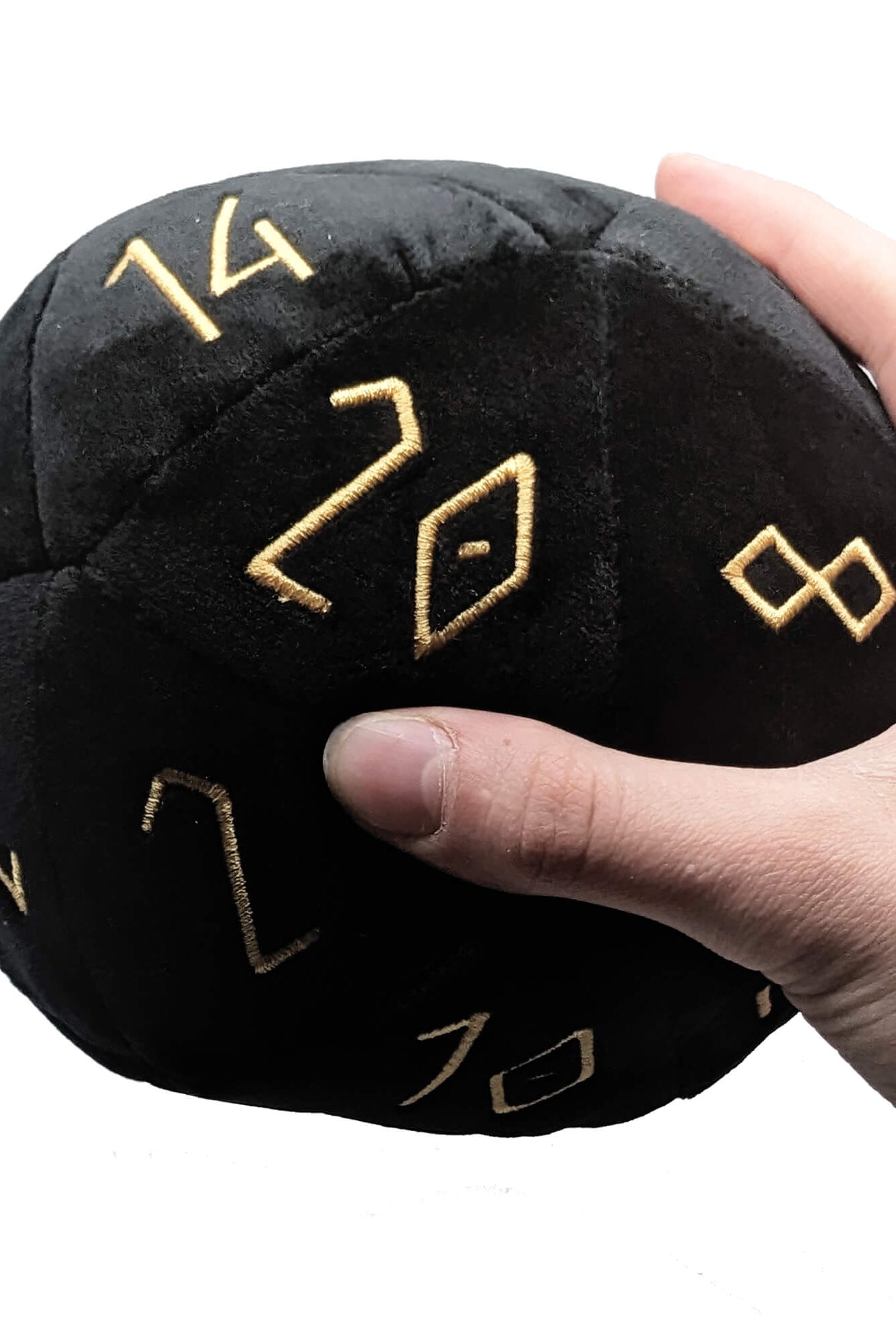 Black plush d20 giant sized