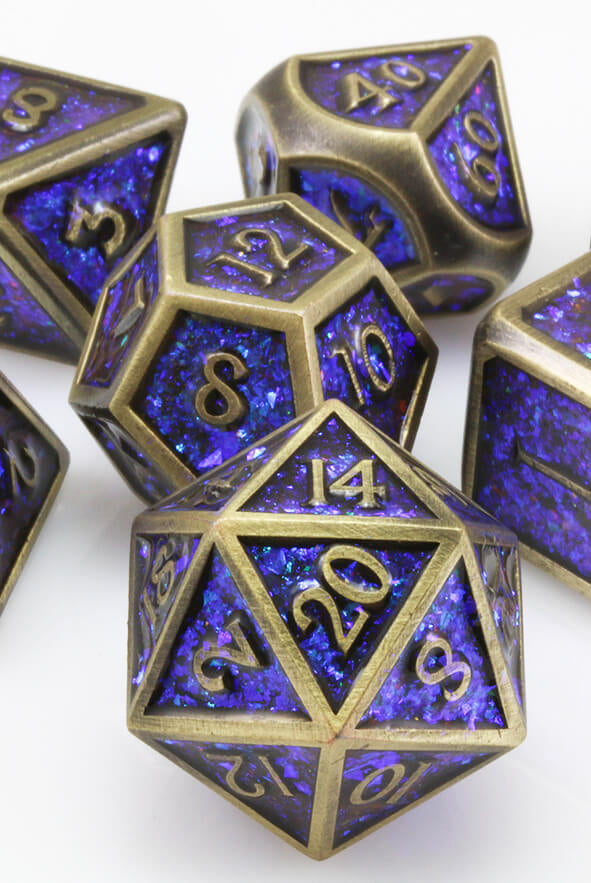 Prismatic dice blue bronze 2