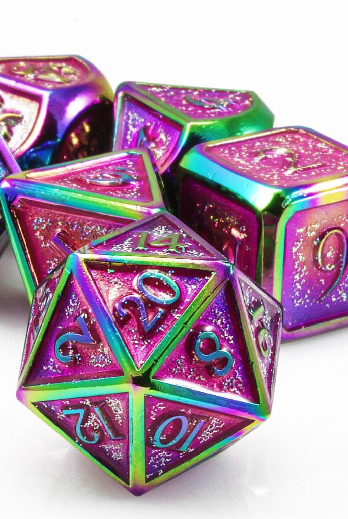 Prismatic Rainbow Rose D&D Dice