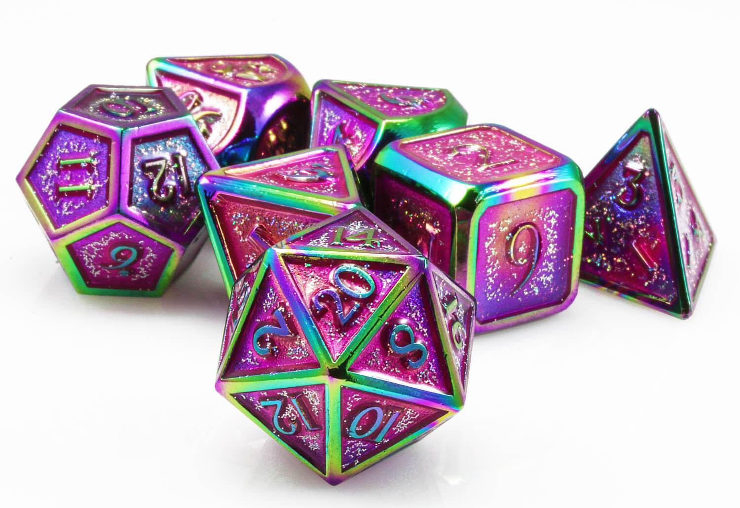 Prismatic Rainbow Rose D&D Dice