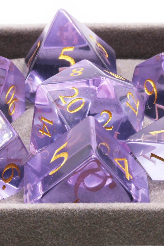 Purple Glass TTRPG Dice