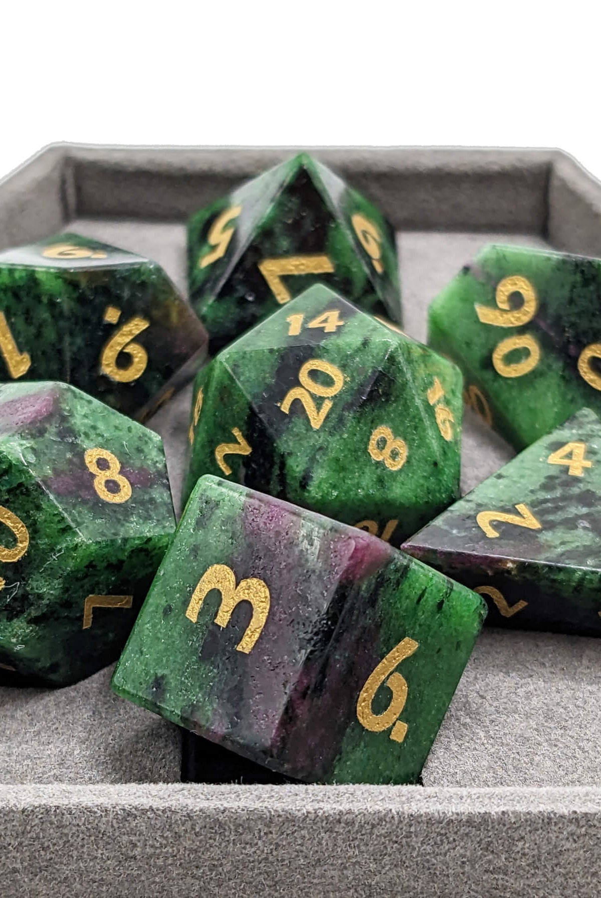 Purple Zoisite Gemstone dice for dnd games