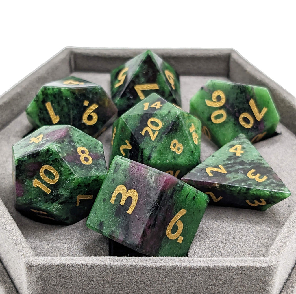 Purple Zoisite Gemstone dice for dnd games