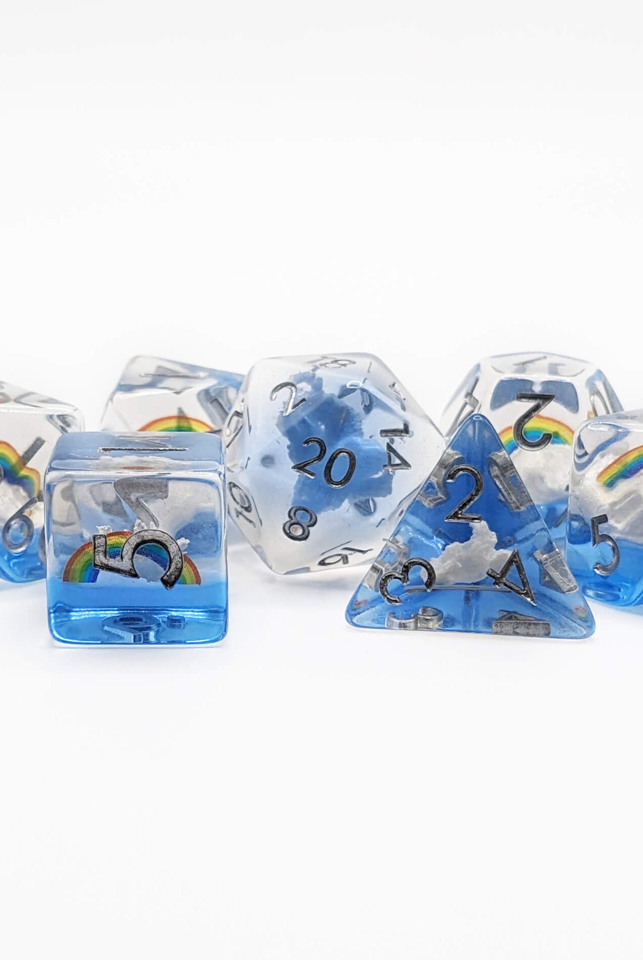 RPG Rainbow and Clouds dice for gaming