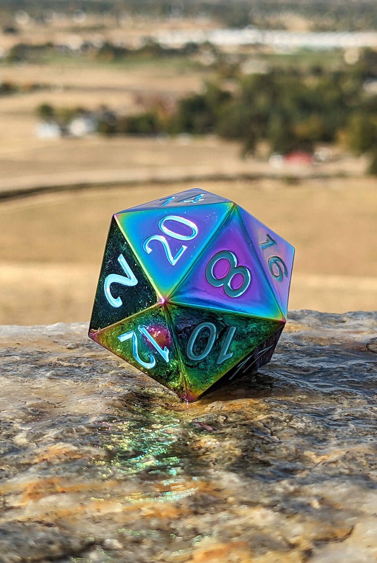 Metal Rainbow D20 dice for dnd games