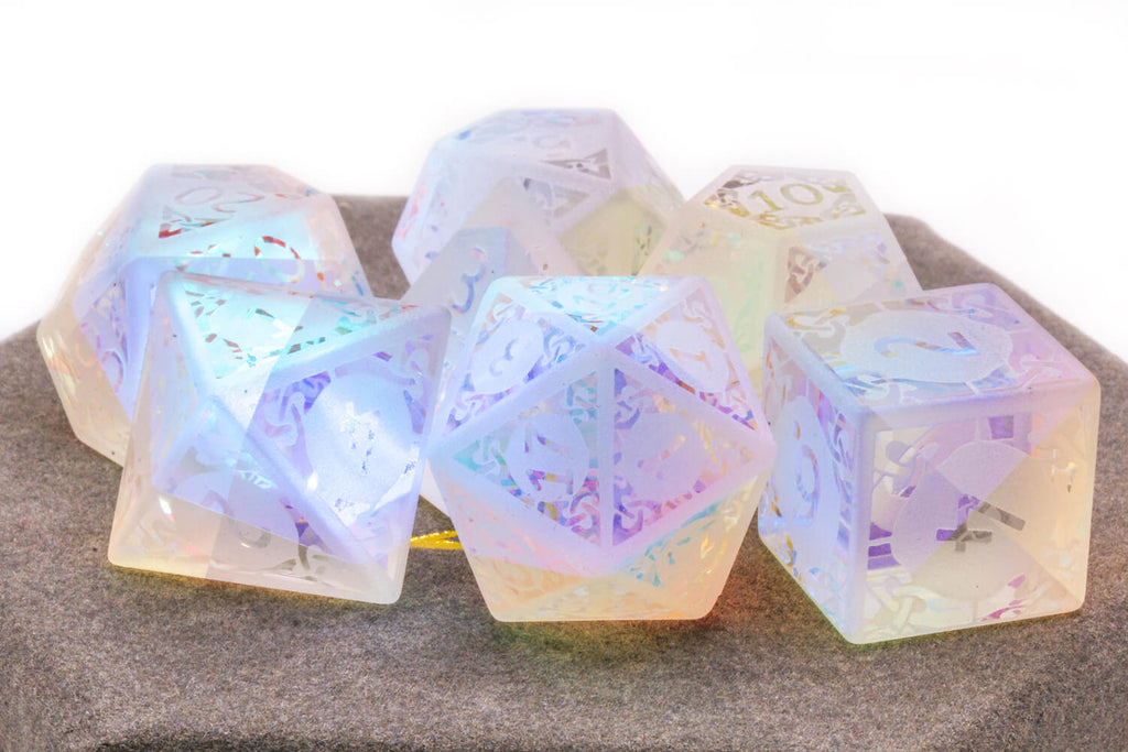 Frosted Rainbow Glass Dice