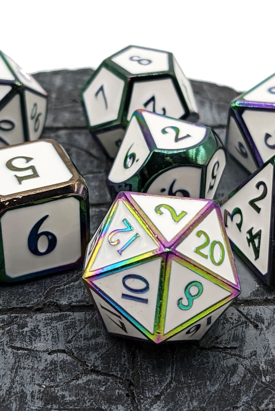 Rainbow Road Dice White Metal