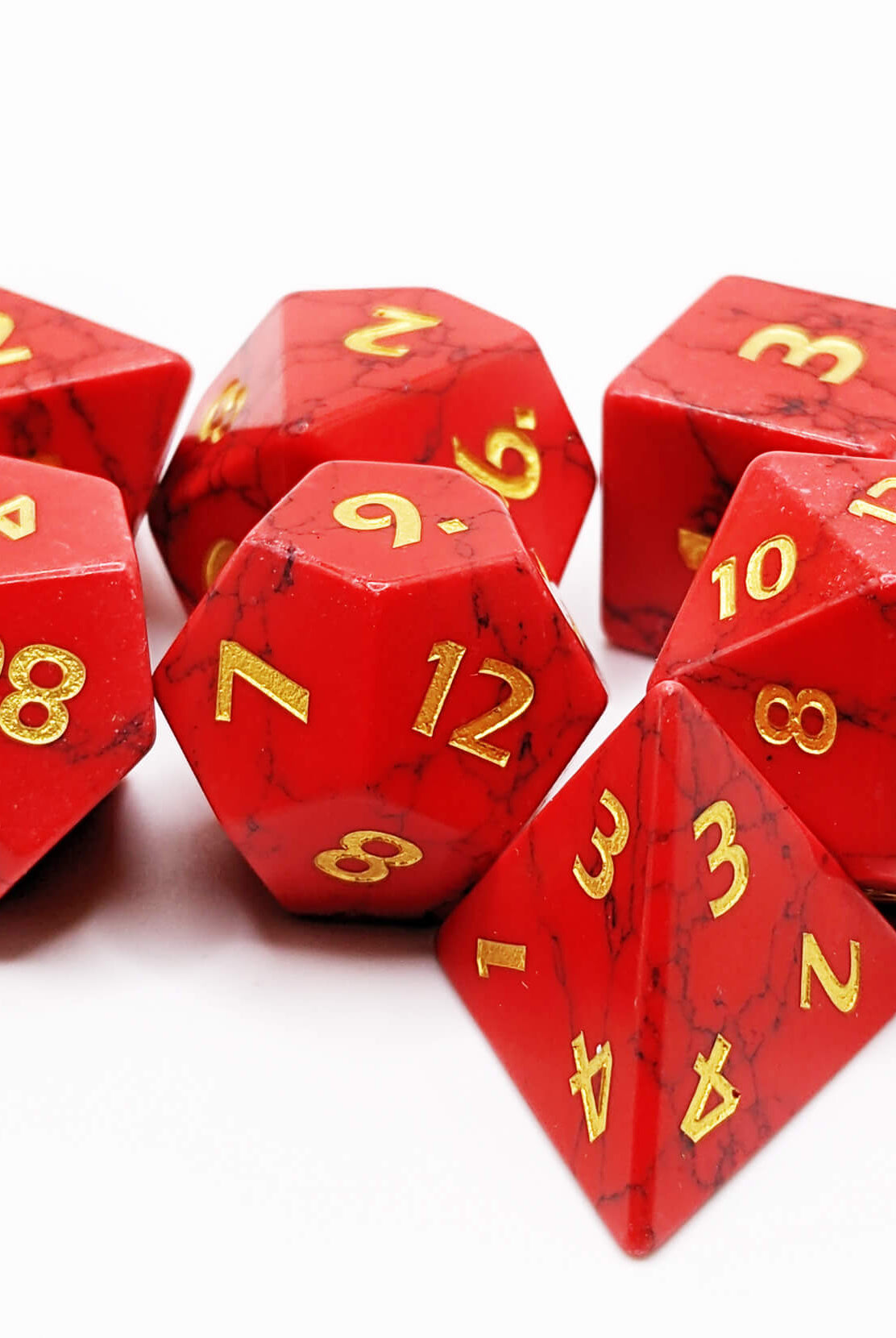 red turquoise gemstone dice for dungeons and dragons games