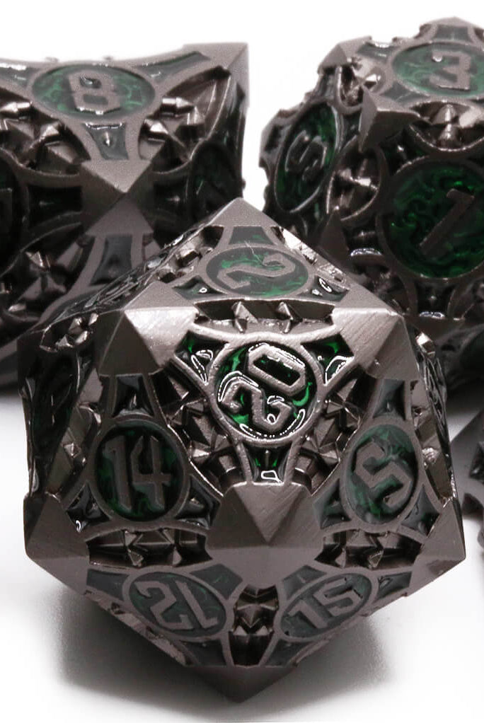 Scorpion Dice Black Nickel and Green