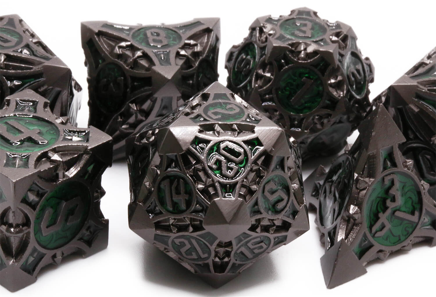 Scorpion Dice Black Nickel and Green