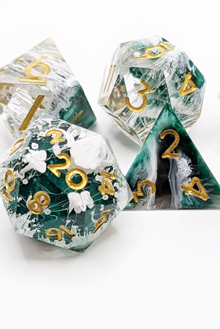 Beautiful green dice set for dnd games