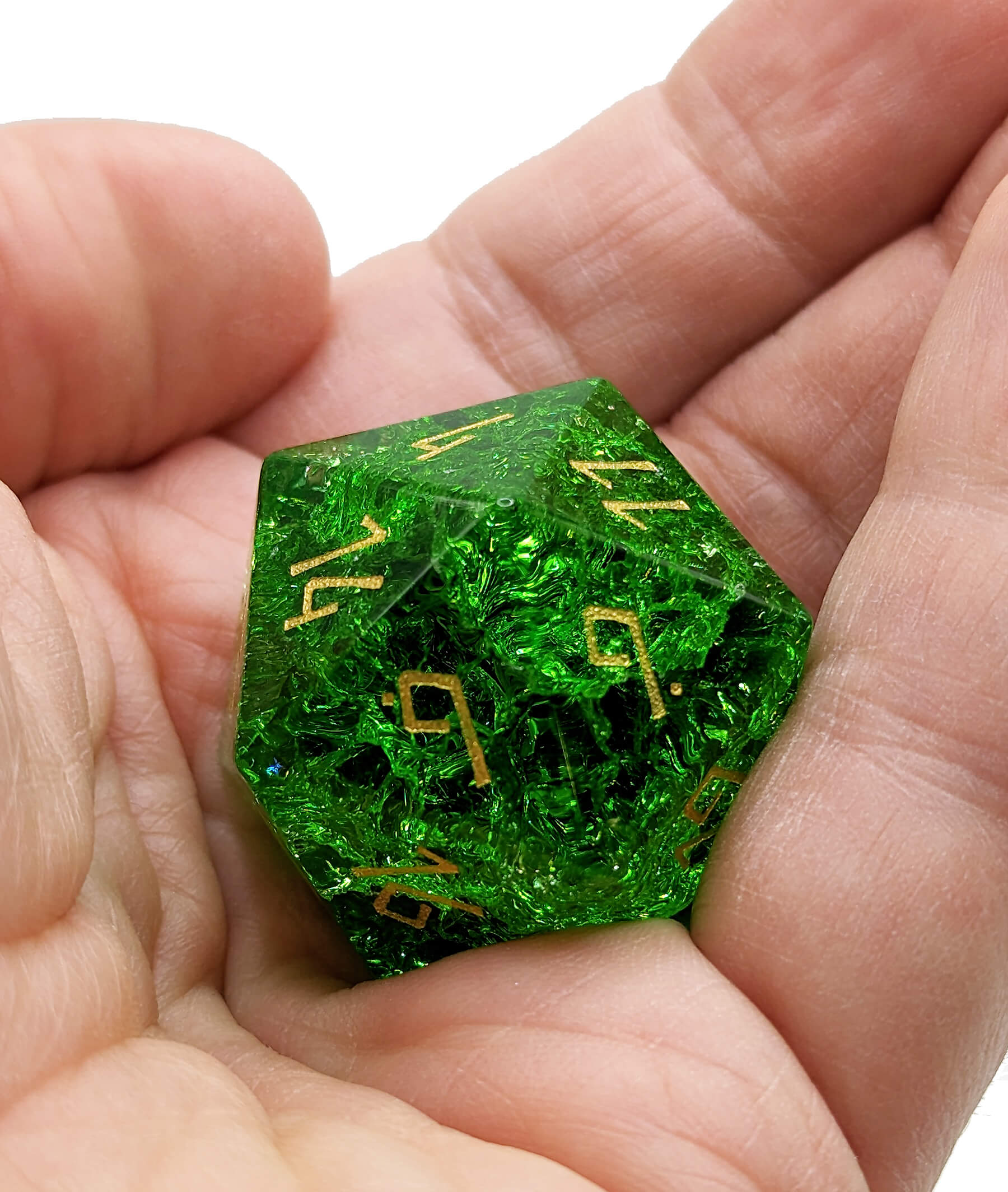 Beautiful emerald green d20 dice