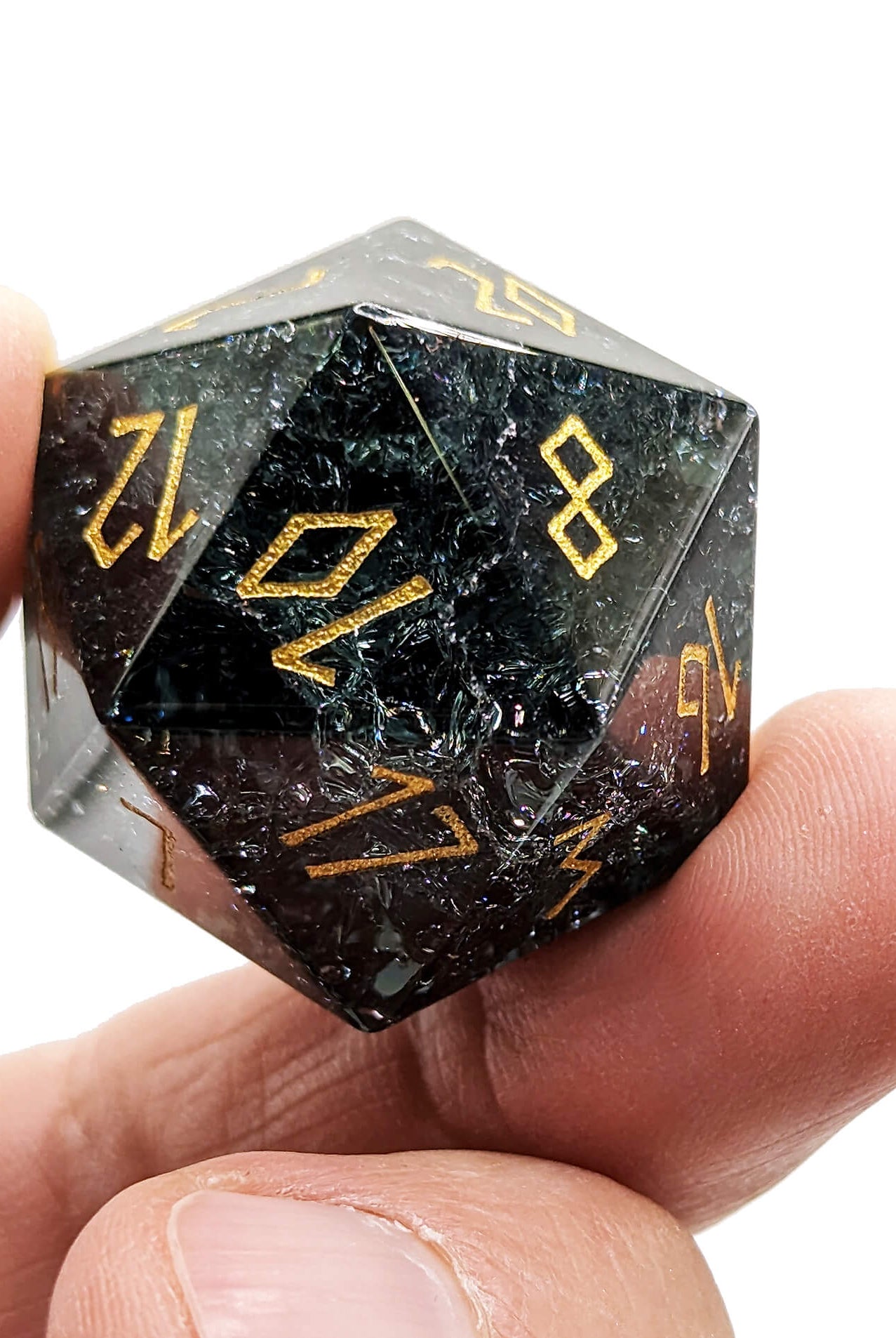 Beautiful d20 smoke black dice for dnd and other rpg games
