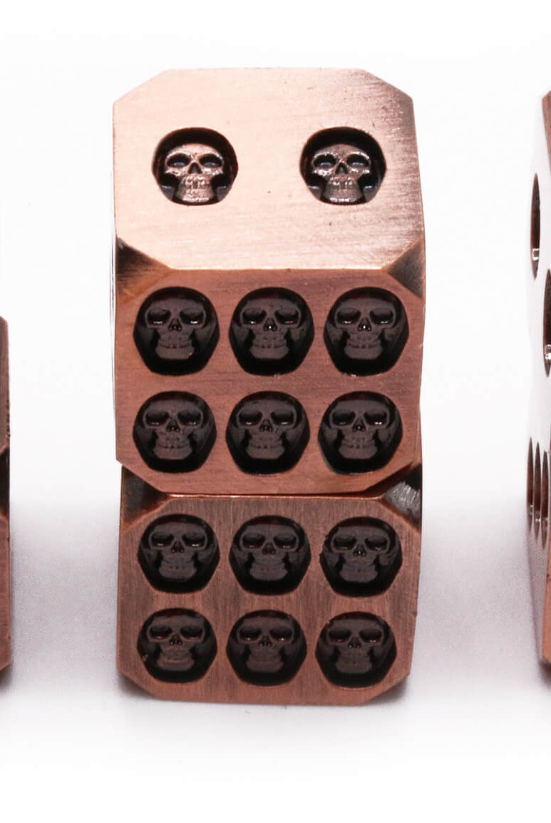 Metal Skull D6 Dice Antique Copper 3
