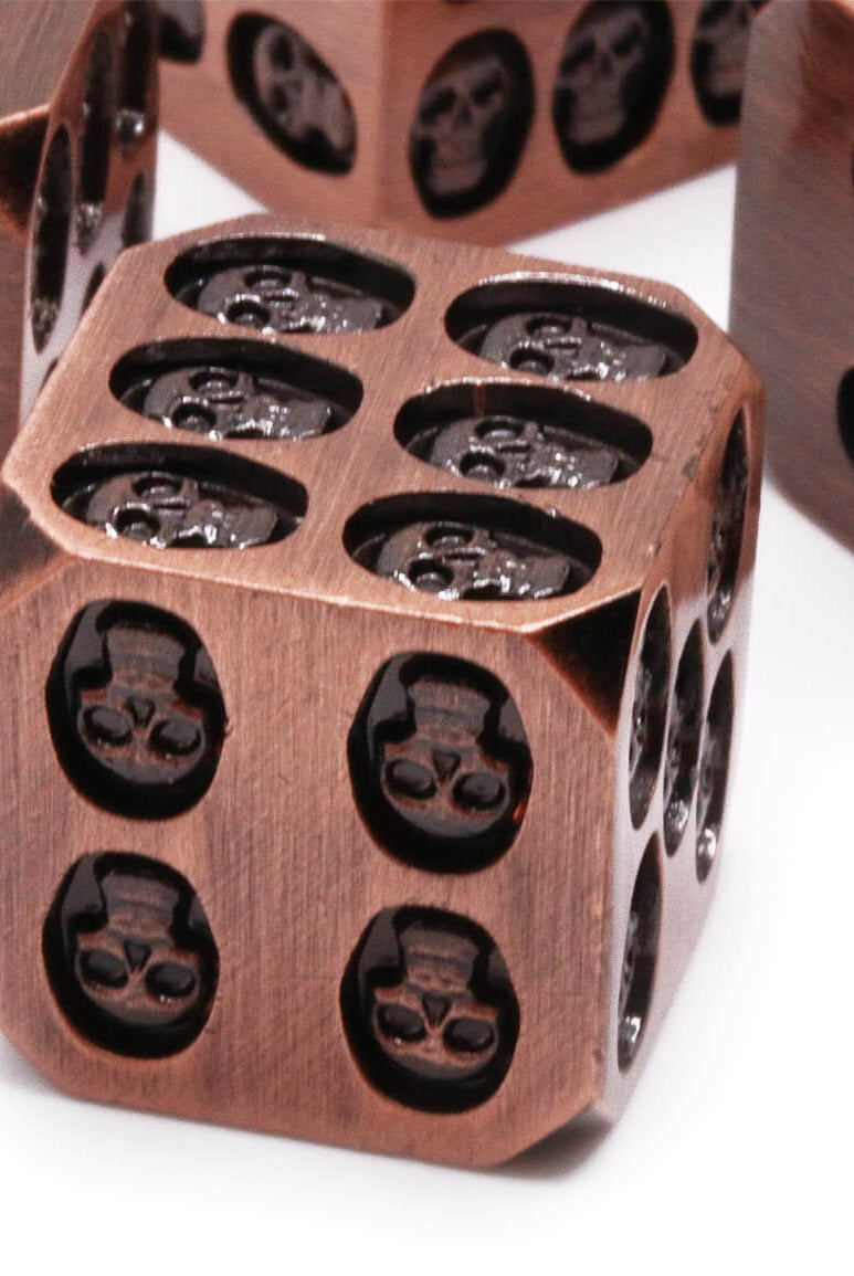 Metal Skull D6 Dice Antique Copper