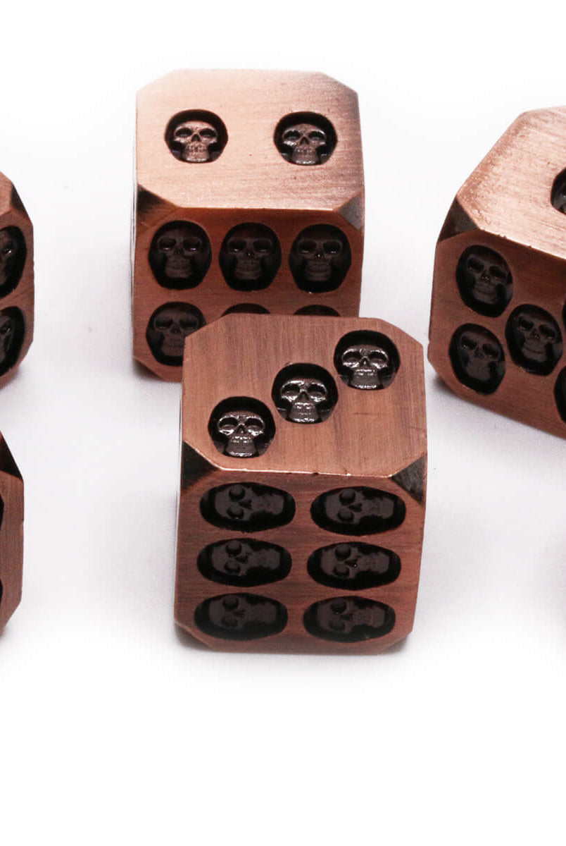 Metal Skull D6 Dice Antique Copper 2