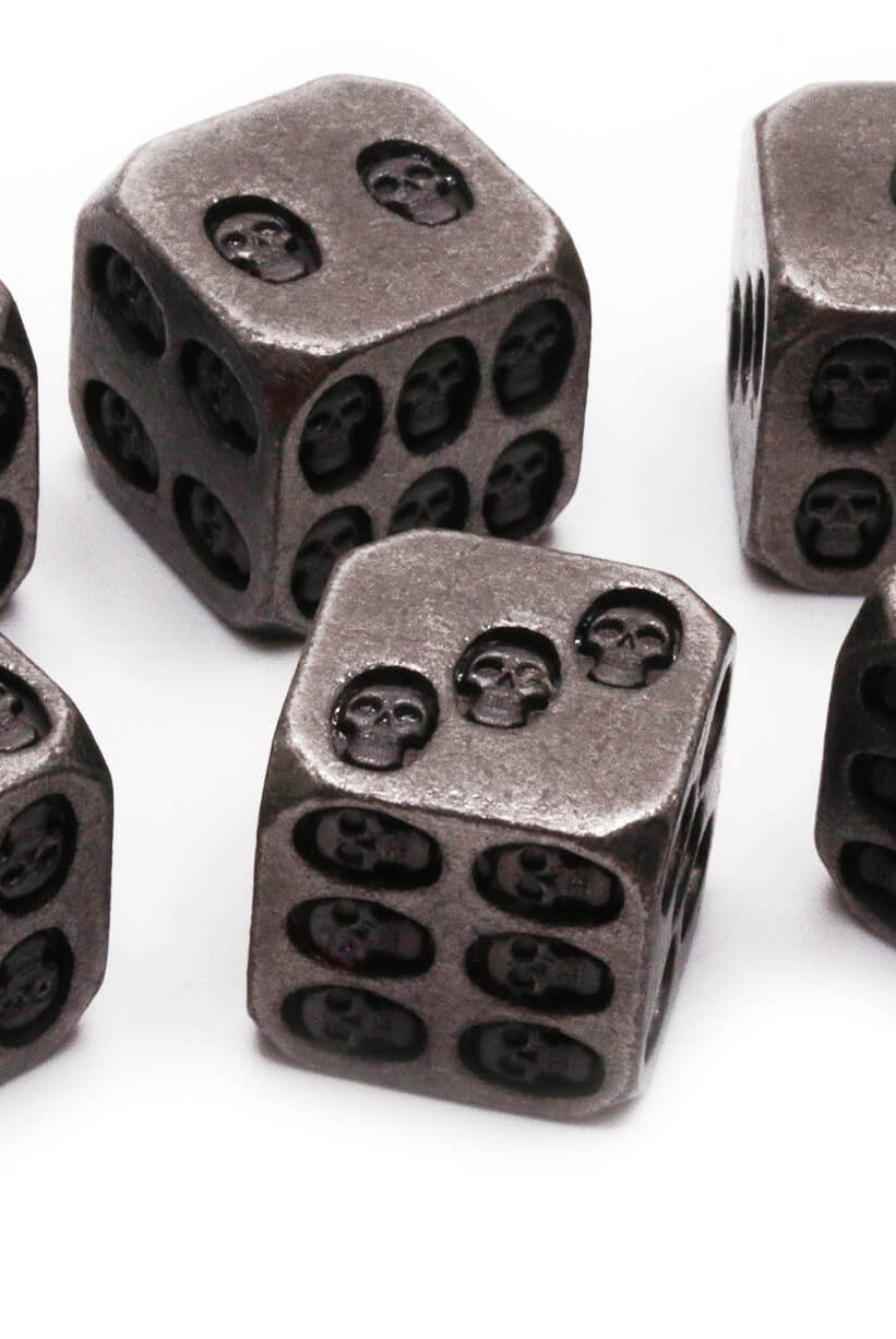 Metal D6 Dice Skull Antique Silver 3