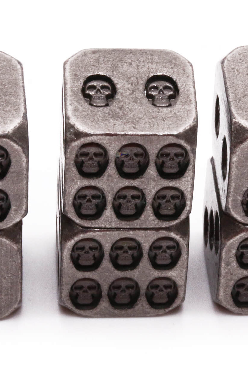 Metal D6 Dice Skull Antique Silver 2