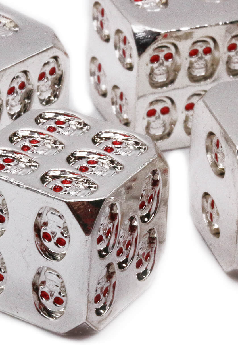 Metal Skull Dice Bright Silver d6
