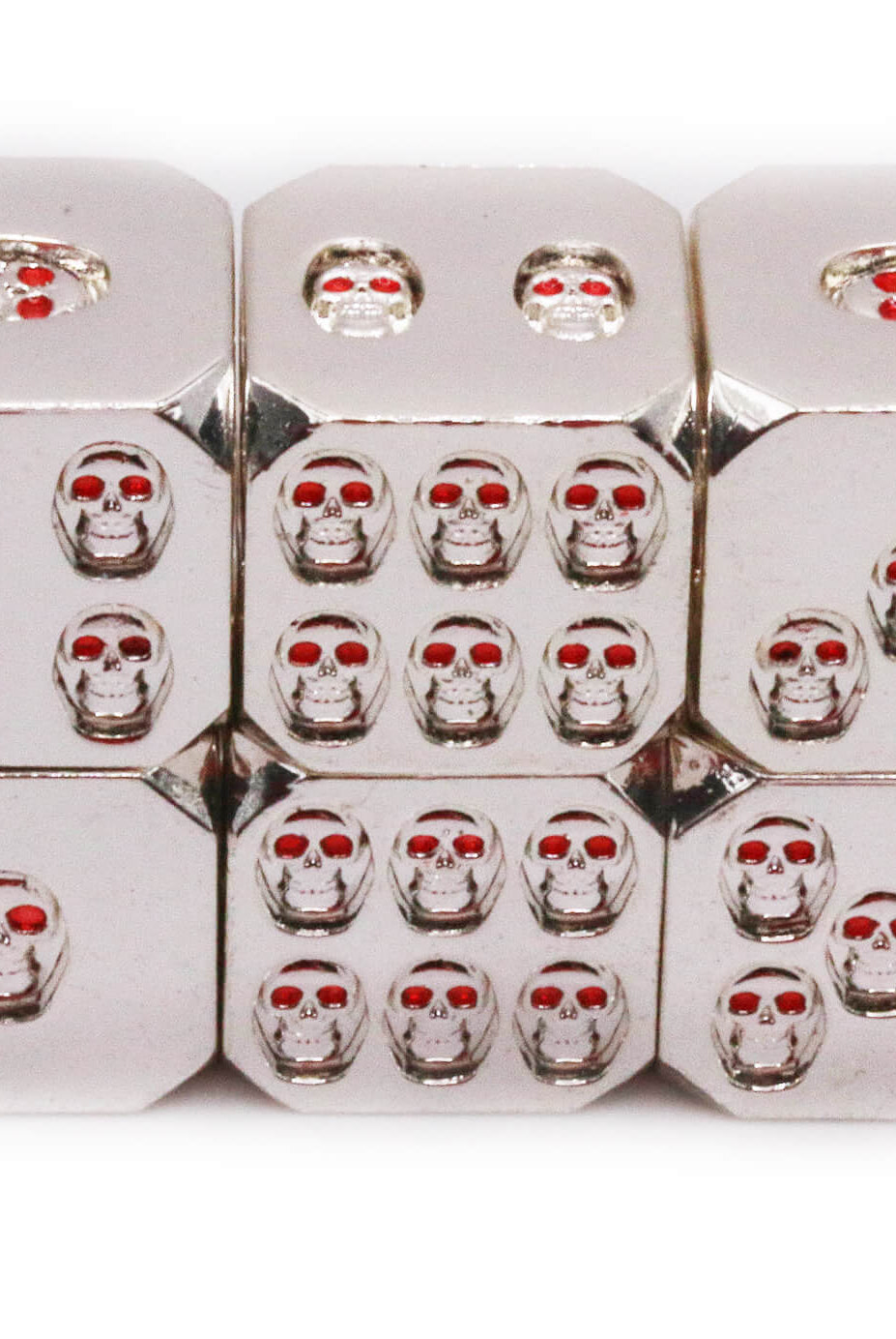 Metal Skull Dice Bright Silver d6 3